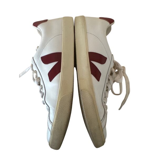Veja Esplar White Red Leather Casual Shoes Sneakers Lace Up Women's US Size 7 - Picture 8 of 14